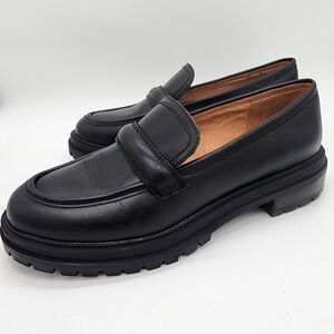 Madewell Black Leather Lug Sole Penny Loafers